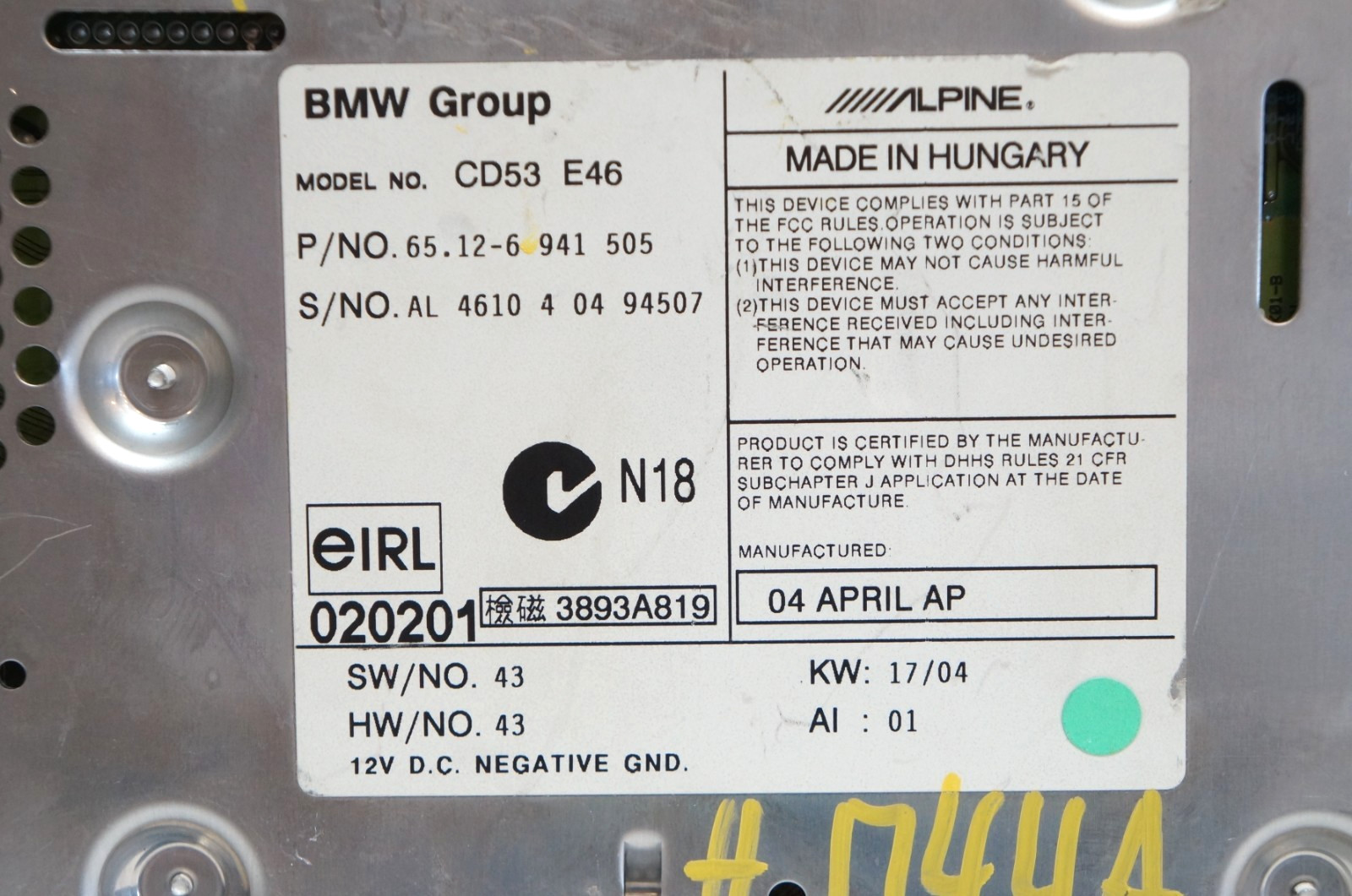 ***READ** 2004 BMW 325xi Am/Fm/CD Player 65126941505 BUSINESS Receiver OEM*C1629