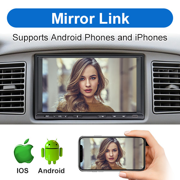 7” Universal 2Din Apple CarPlay AM/FM Radio Stereo GPS Navigator SWC BT +Camera