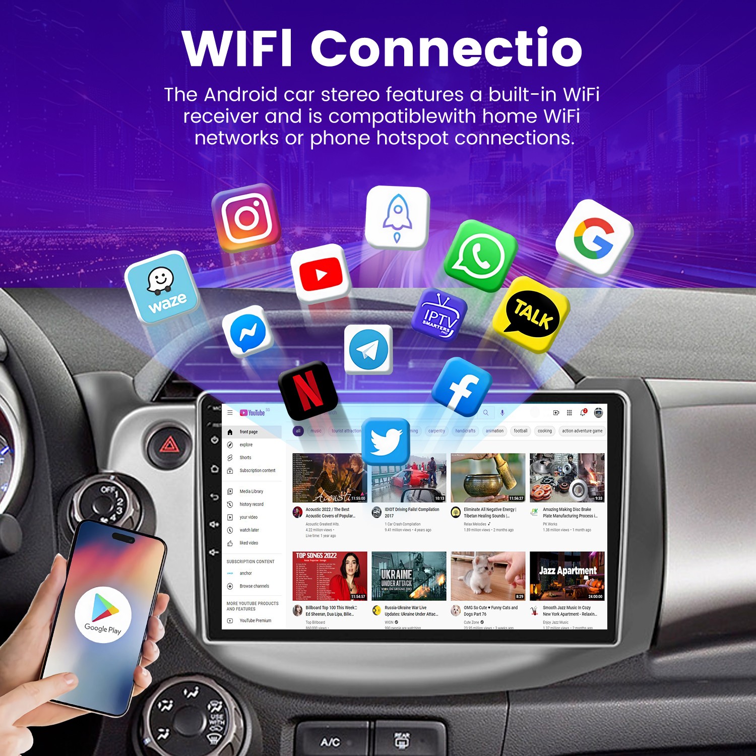 10.1″ Android 16 Car Stereo For Honda Fit Jazz 2007-2013 Radio GPS NAVI Car Play