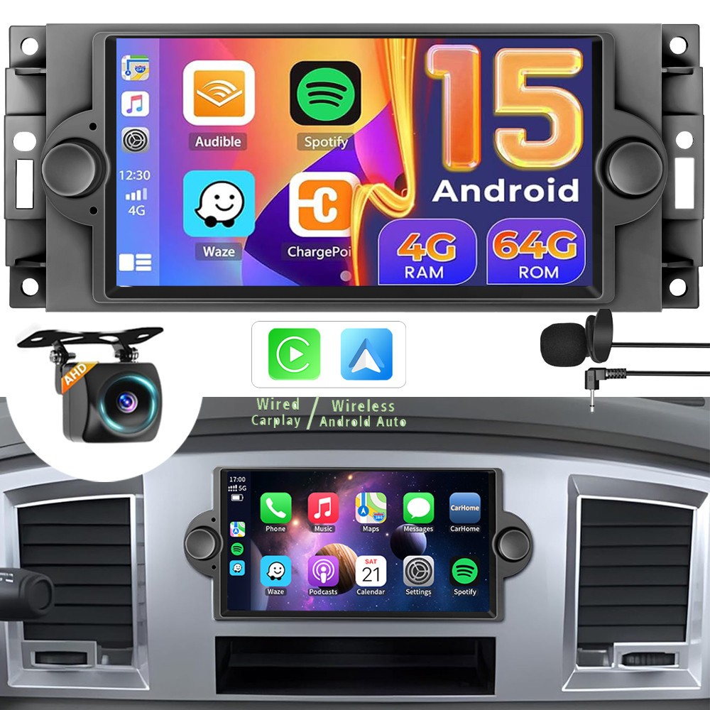 For 2006-2007 Dodge Charger Android 15 Apple CarPlay Car Stereo Radio GPS 4G+64G