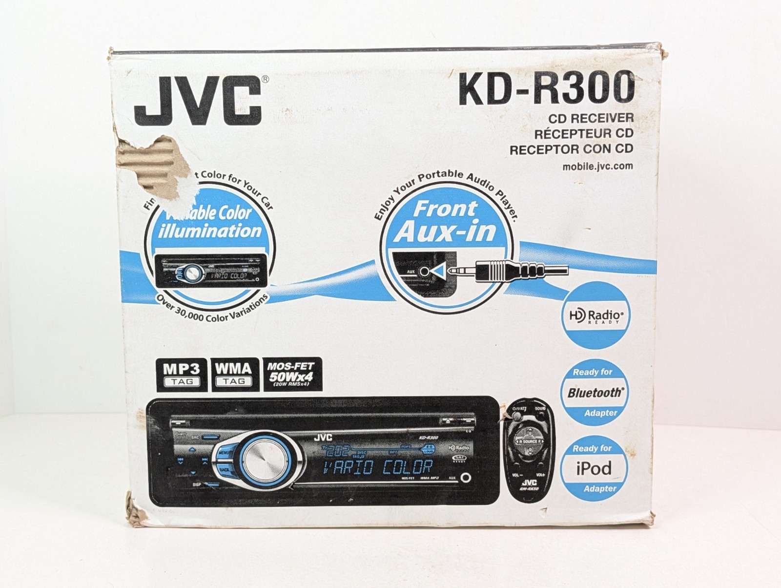 JVC KD-R300 CD MP3 WMA Car Stereo Radio Receiver HD Radio Ready 1 DIN Black