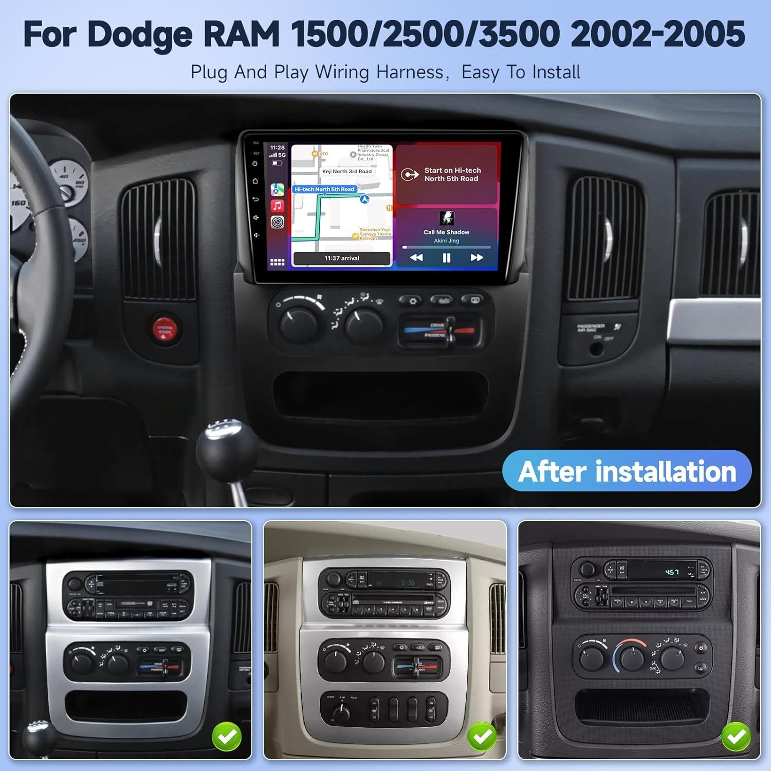 For 2002-2005 Dodge Ram CarPlay Android 13 Car Radio Stereo DSP GPS
