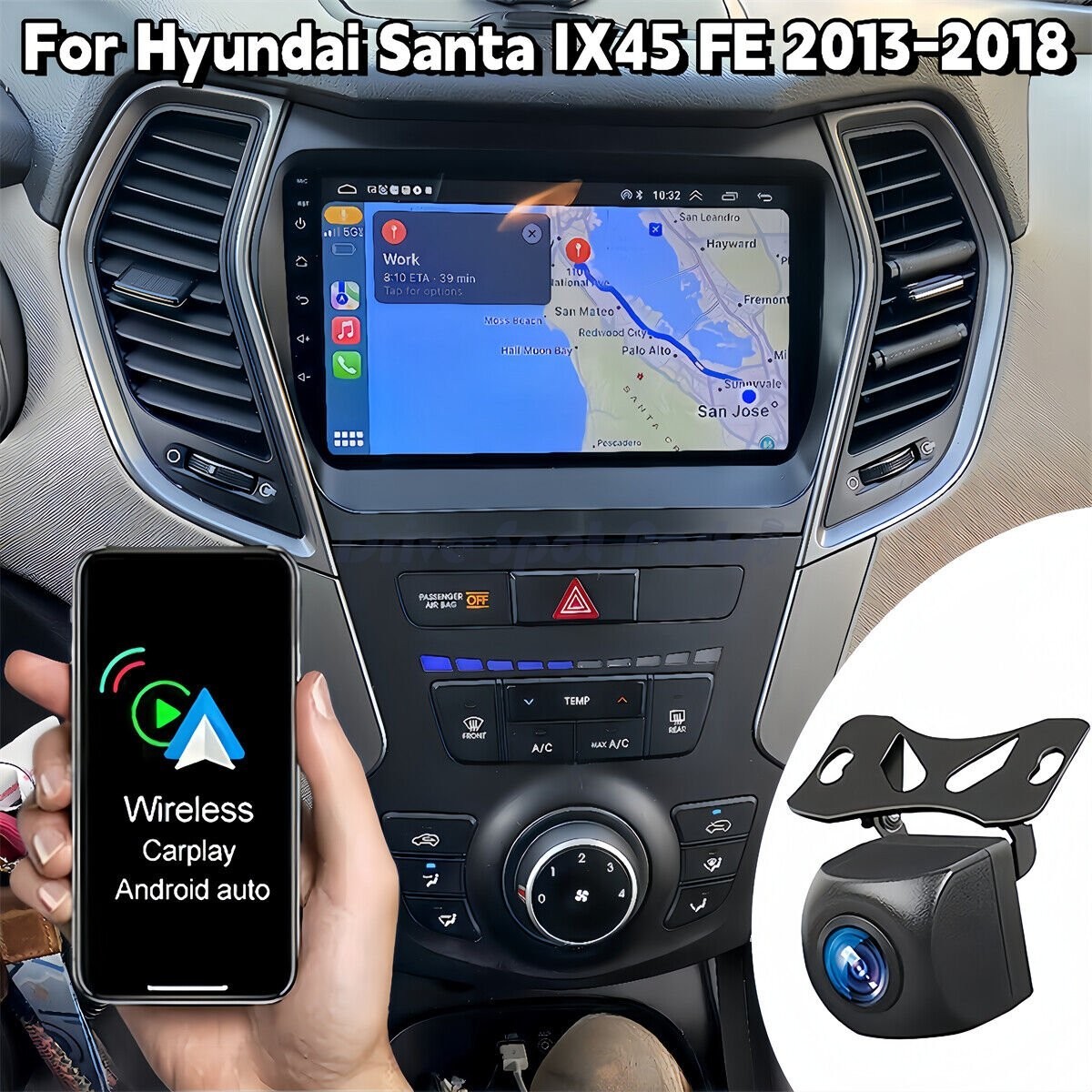 9inch Radio GPS Stereo GPS Navi WIFI For Hyundai Santa Fe Sport IX45 2013-2017