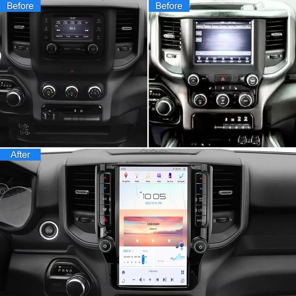 Car Radio for Dodge Ram 1500/2500/3500 (2019-2023) Stereo Upgrade 12 inch