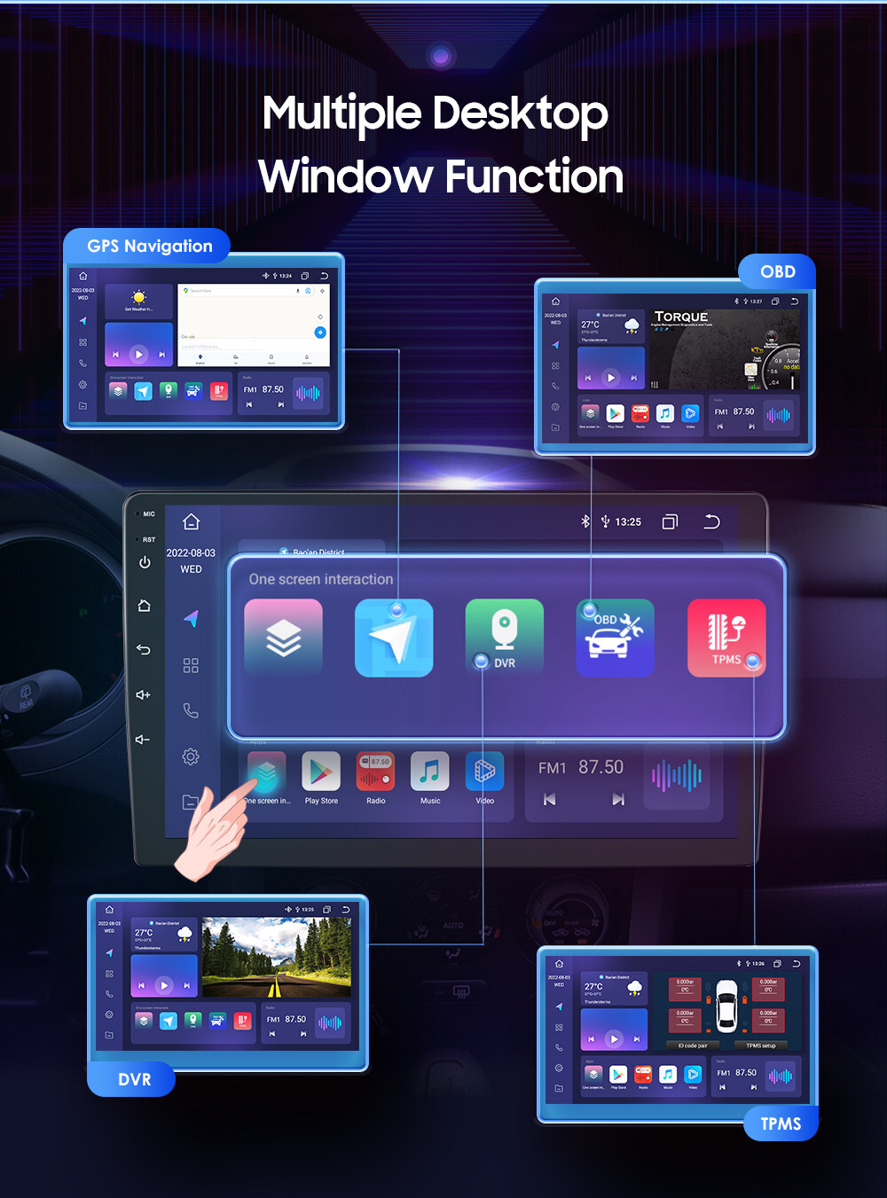 In Dash 10.1″QLED 1280*720 Car Android Octa Core Stereo DSP GPS Radio Carplay US