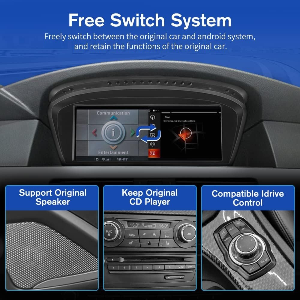 4G LTE Android 14 Car Stereo 8 Core 8+128G GPS Sat Nav For BMW 5 Ser E60 E61 E90 CCC