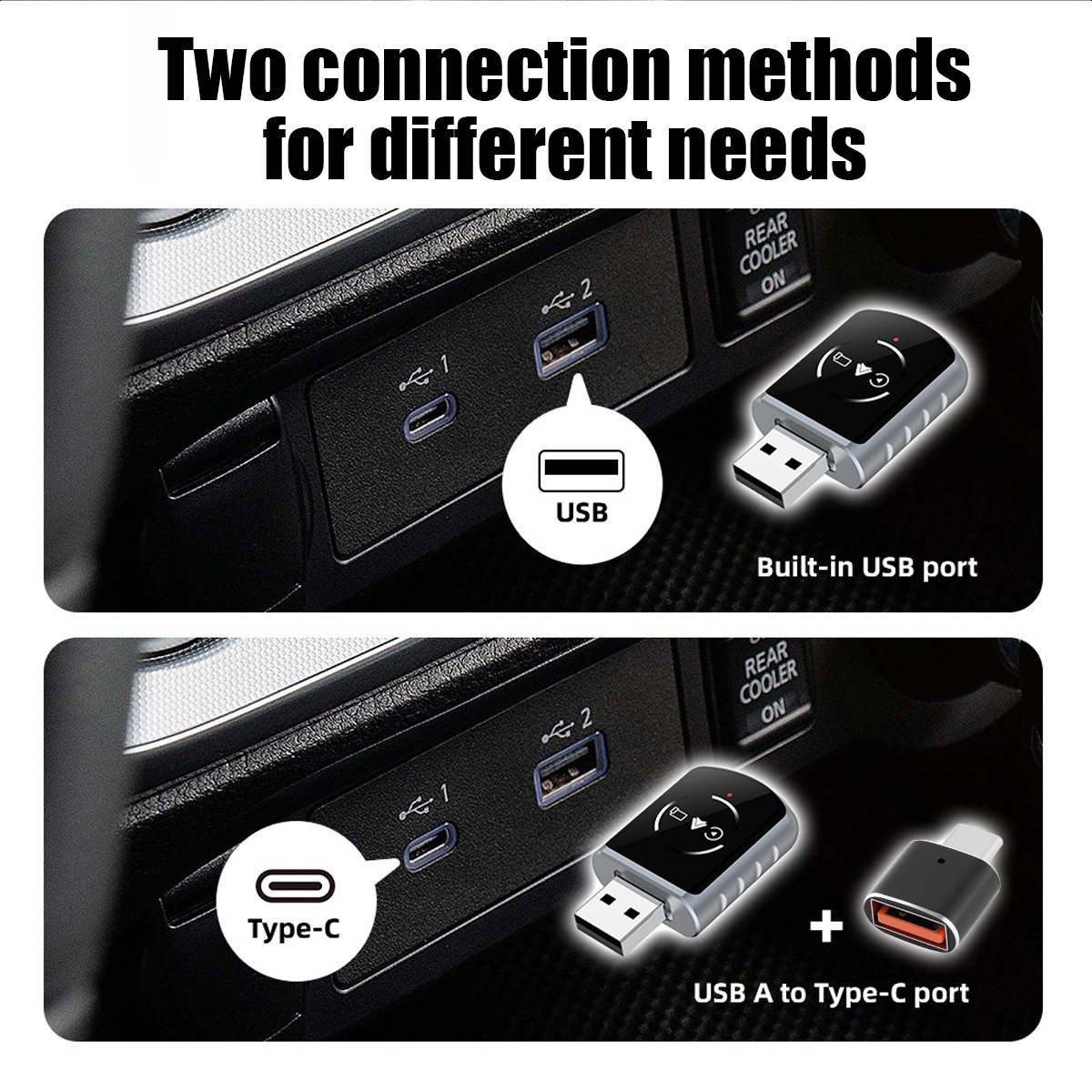 New Wireless CarPlay Android Auto Adapter USB Type-C Plug & Play Convert Wired