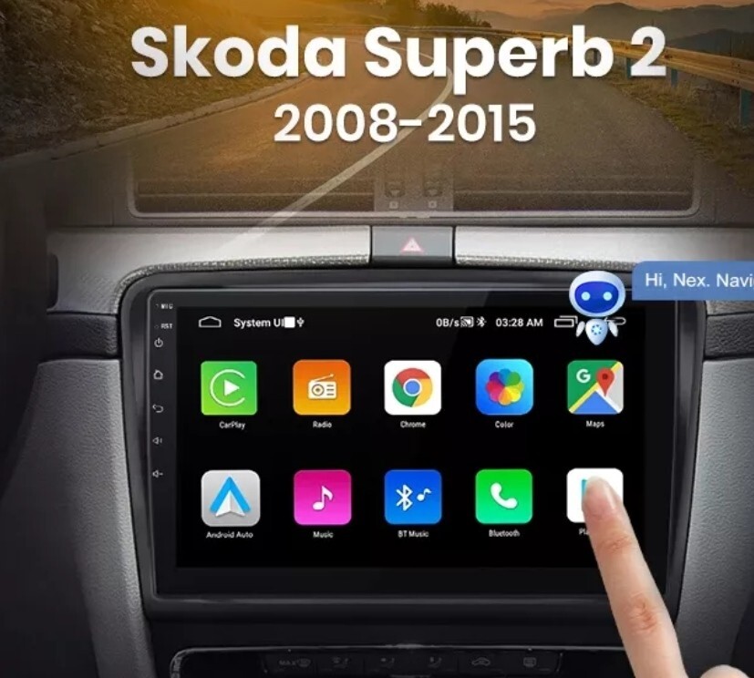 2 DIN ANDROID RADIO FOR SKODA SUPERB MK2 08/15 GPS BLUETOOTH WI-FI USB CARPLAY