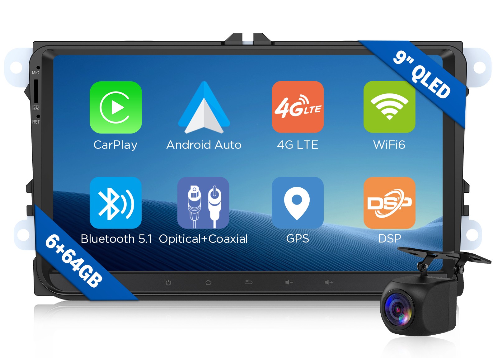 Eonon VWX6S2 for VW Passat B6 B7 9″ QLED 6+64GB Android Car Stereo Radio CarPlay