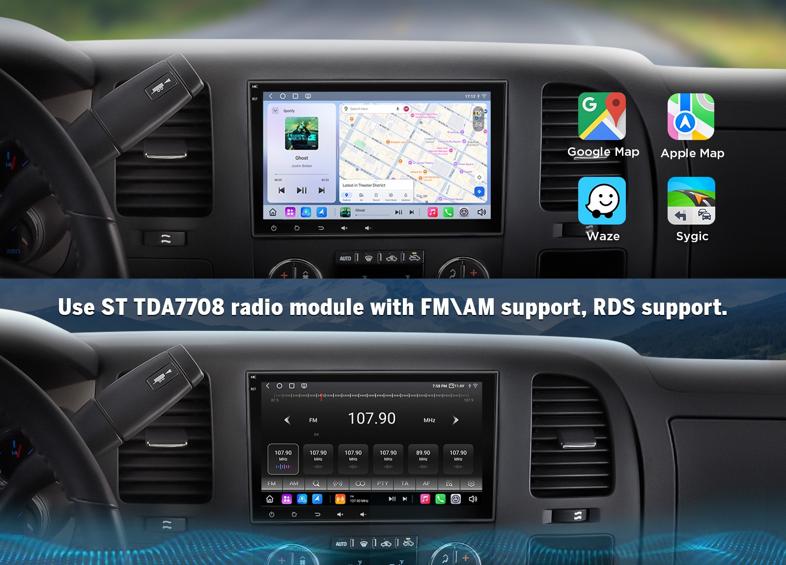 For 2007-2014 Chevy Tahoe 8″Android 13 QLED 6+64 Car Stereo Wireless CarPlay DSP