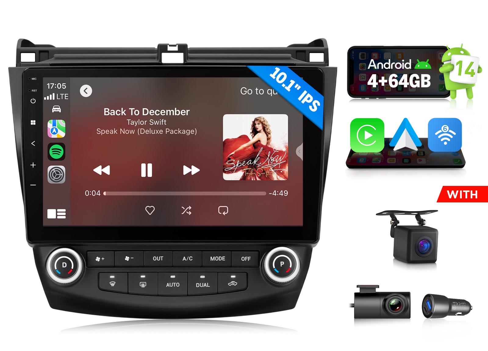 Eonon HAC1X7A Android Auto 14 4+64 Car Radio CarPlay for Honda Accord OTA Update