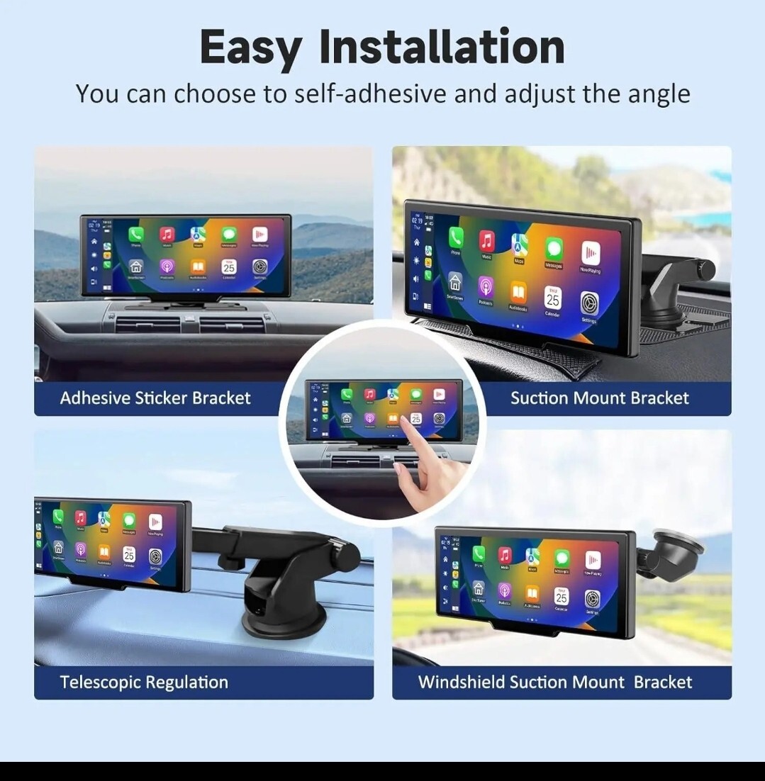10.26 Inch Car Video Player Front & Rear Cameras Wireless Bluetooth Touchscreen