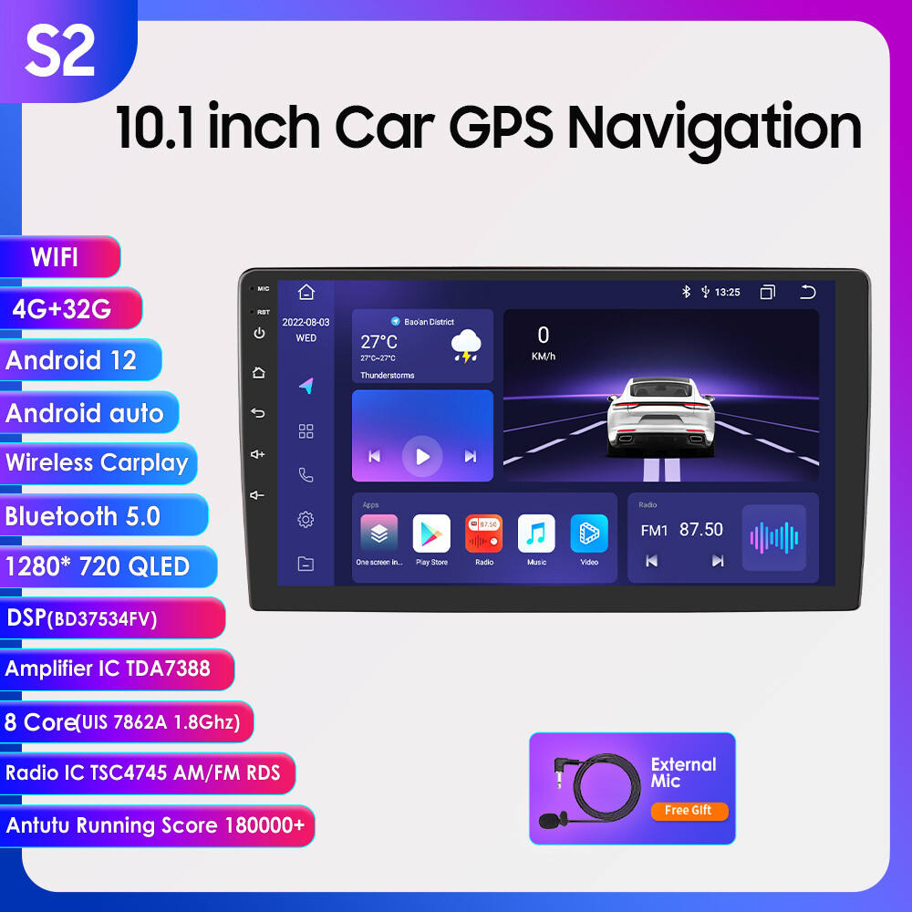 In Dash 10.1″QLED 1280*720 Car Android Octa Core Stereo DSP GPS Radio Carplay US