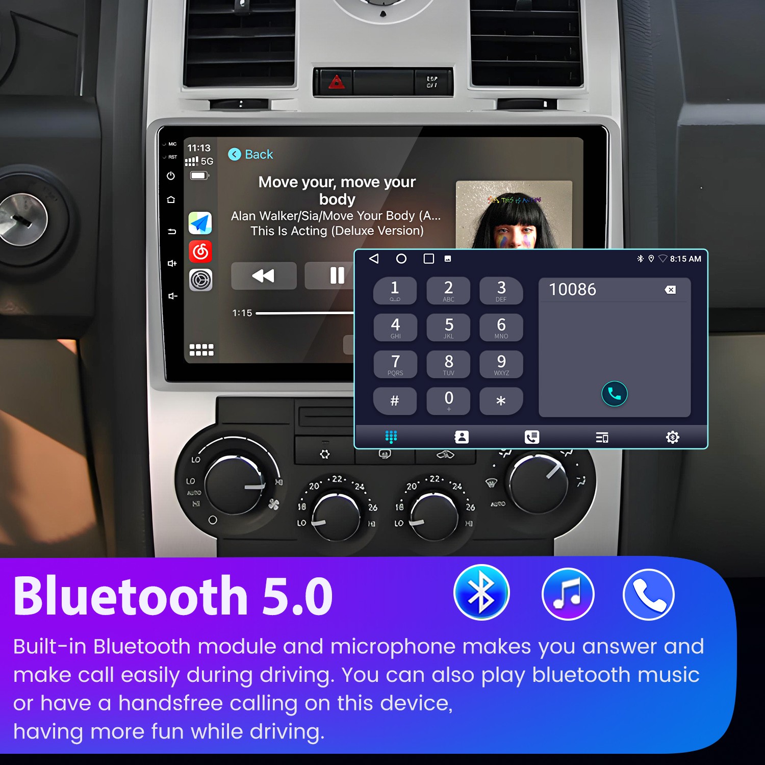 For Chrysler 300C 2004-2007 9″Android 14 Carplay 4+64G Car Stereo Radio GPS Navi