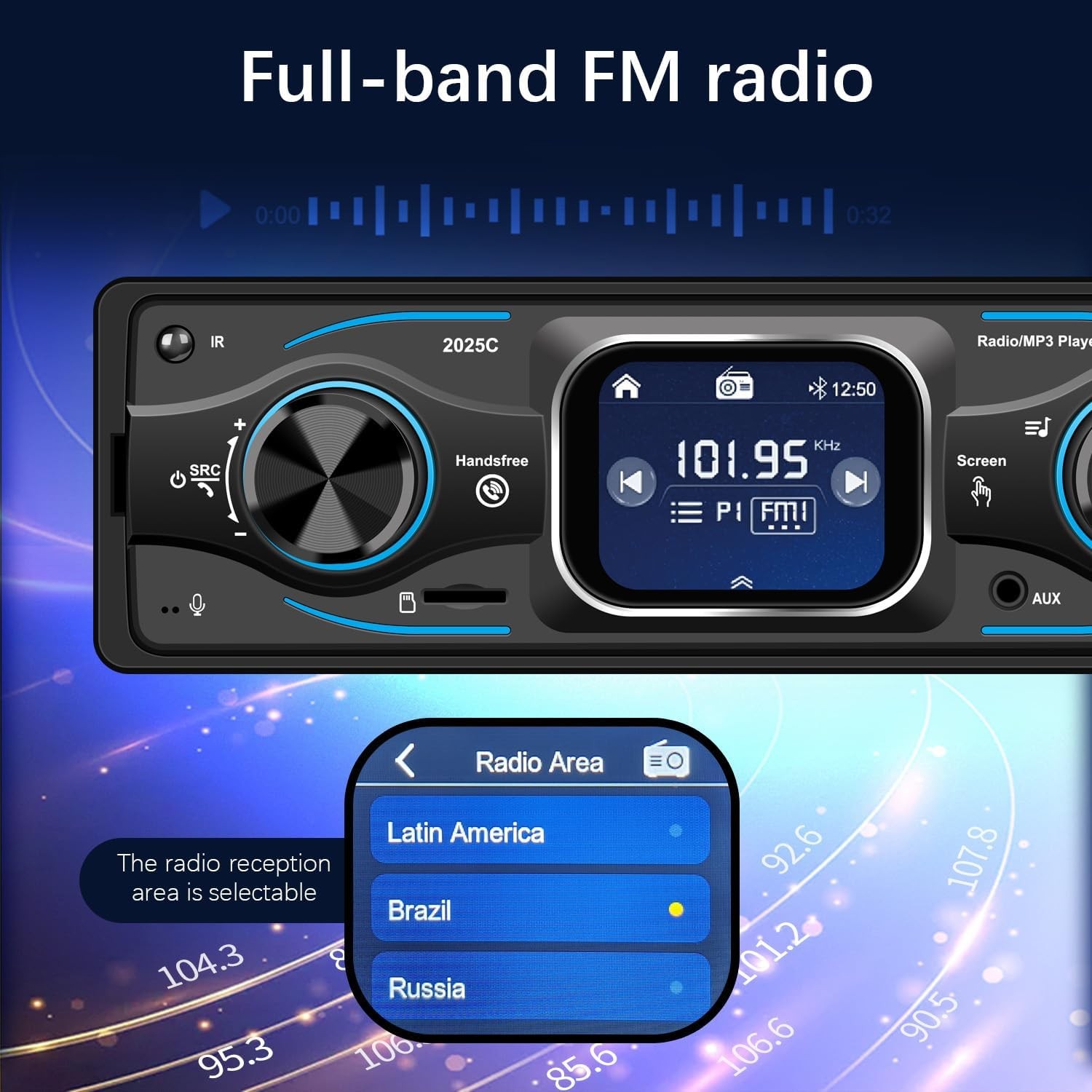 Car Stereo Single 1 DIN Radio MP3 Player Bluetooth AUX USB FM TF Audio Receiver