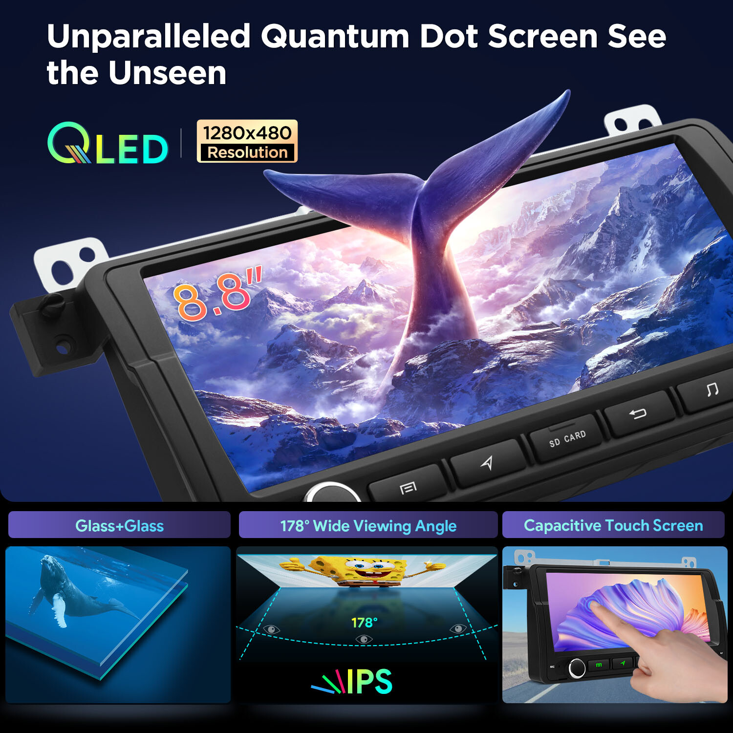 8.8″ QLED Android 14 8-Core 8+256GB Car Stereo Radio GPS For BMW E46 DTS Sound