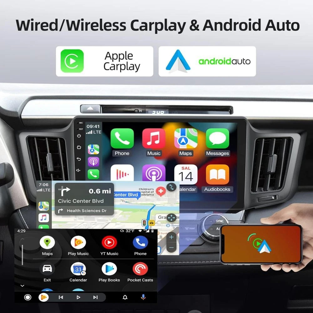 For Toyota RAV4 2013-2018 Android 15 Apple CarPlay Car Stereo Radio GPS BT 10.1″