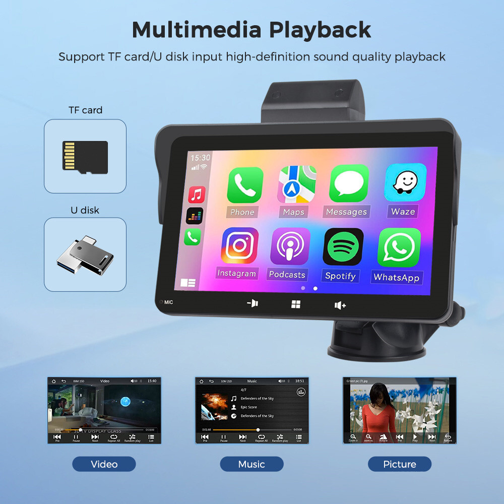 Radio Bluetooth Car Stereo Touch Screen For Apple Carplay DVR MP5 Player FM USB