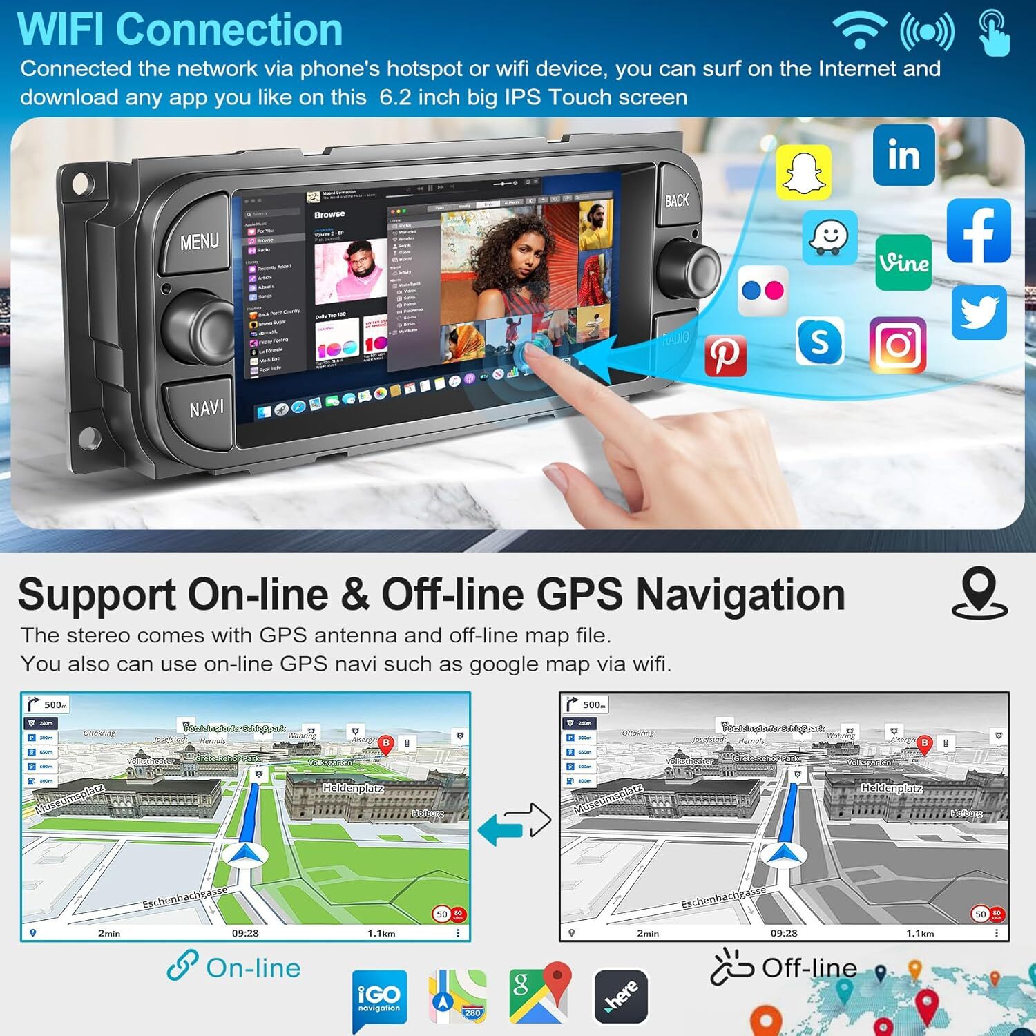6.86″ Android 13 CarPlay For Chrysler PT Cruiser 2001-2005 Car Stereo Radio GPS