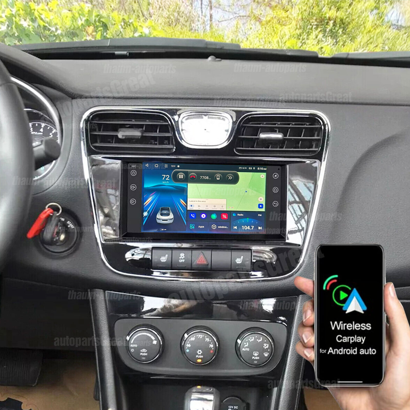 For 2011-2014 Chrysler 200 Apple CarPlay Android 13 Car Stereo Radio GPS SWC 32G