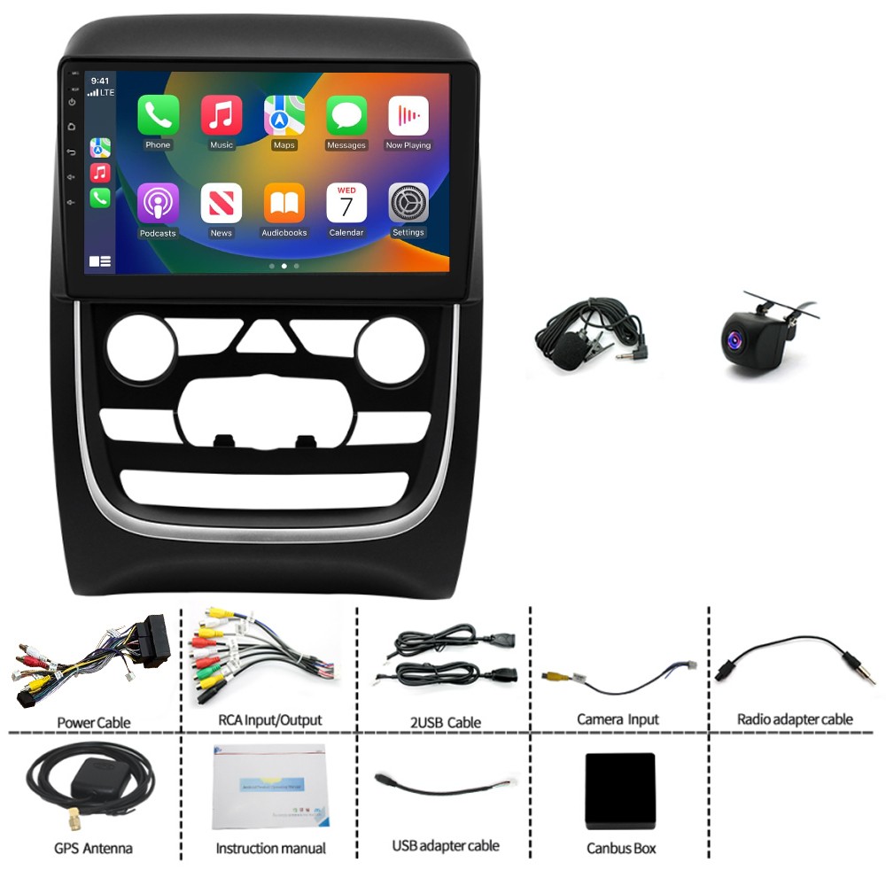 4+64G Android 15 CarPlay Stereo Radio GPS Sat Nav 9″ For Dodge Durango 2014-2020