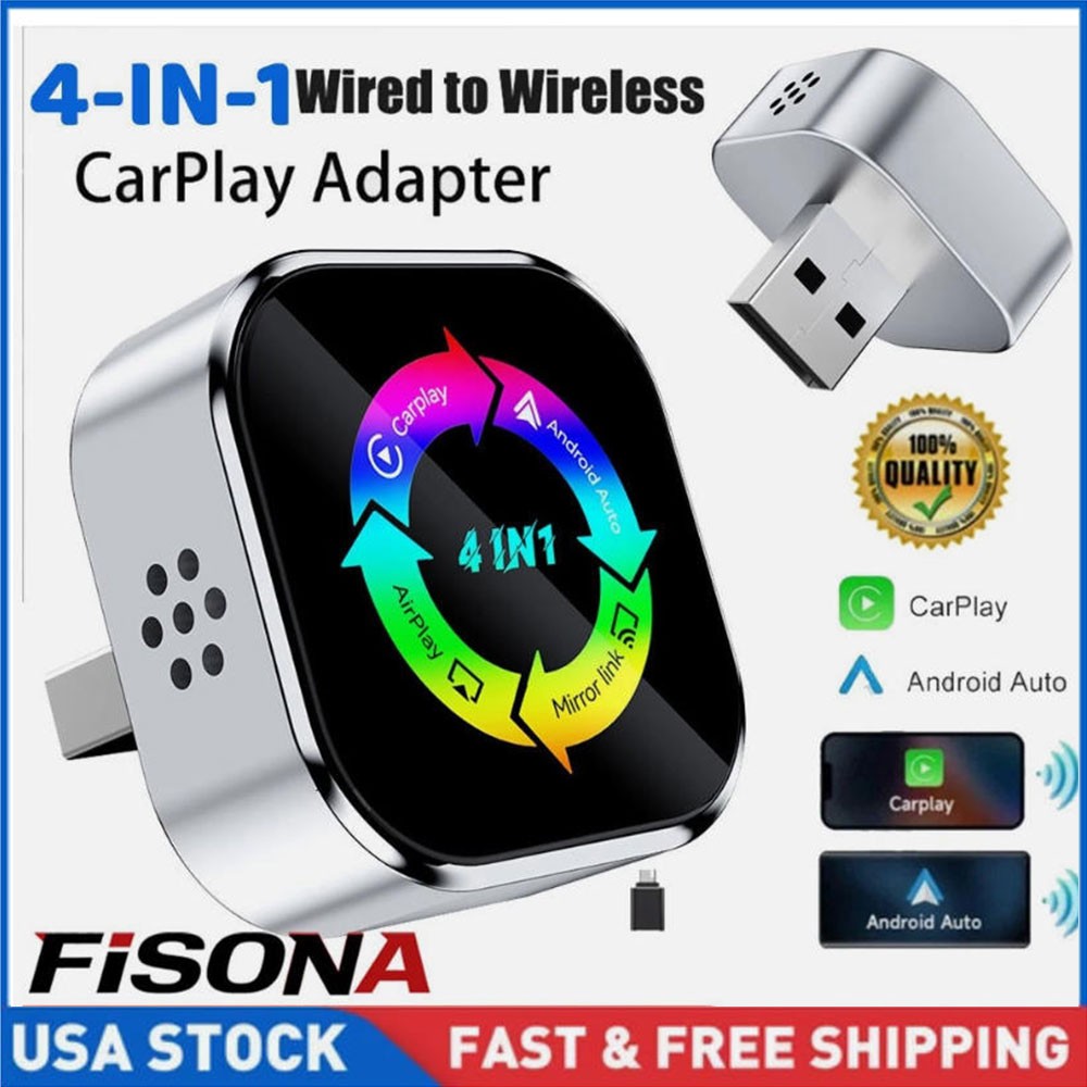Wireless USB Carplay Adapter Dongle For iPhone Apple Android Auto Plug &Play