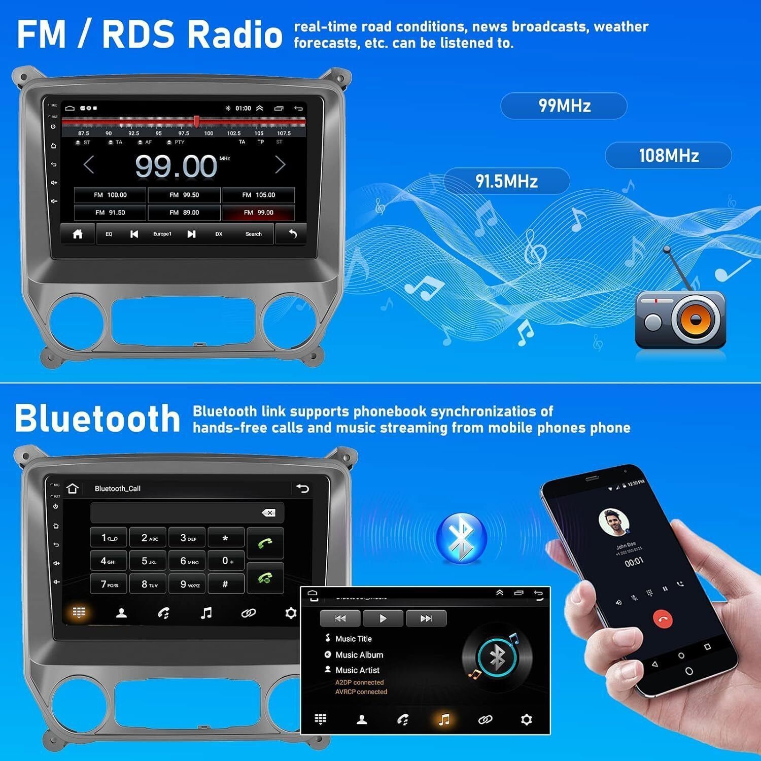 Android 13.0 Navi WIFI CarPlay Radio DSP For 2014-2018 Chevy Chevrolet Silverado