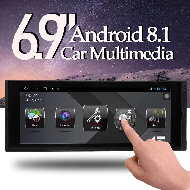 6.9 inch Single 1Din Car Radio GPS WiFi Mirror Link Bluetooth 1+16G Touch Screen