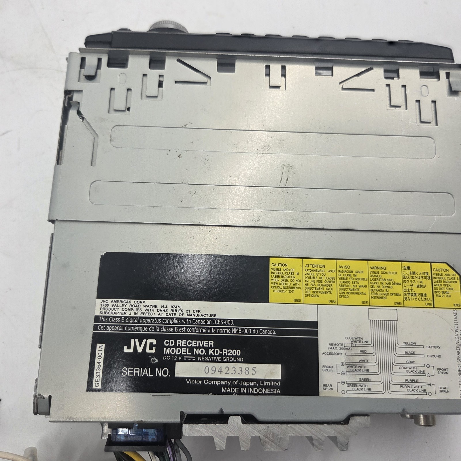 JVC KD-R200 Dash Car Stereo CD Player Radio AM/FM MP3 Detachable Face Tested