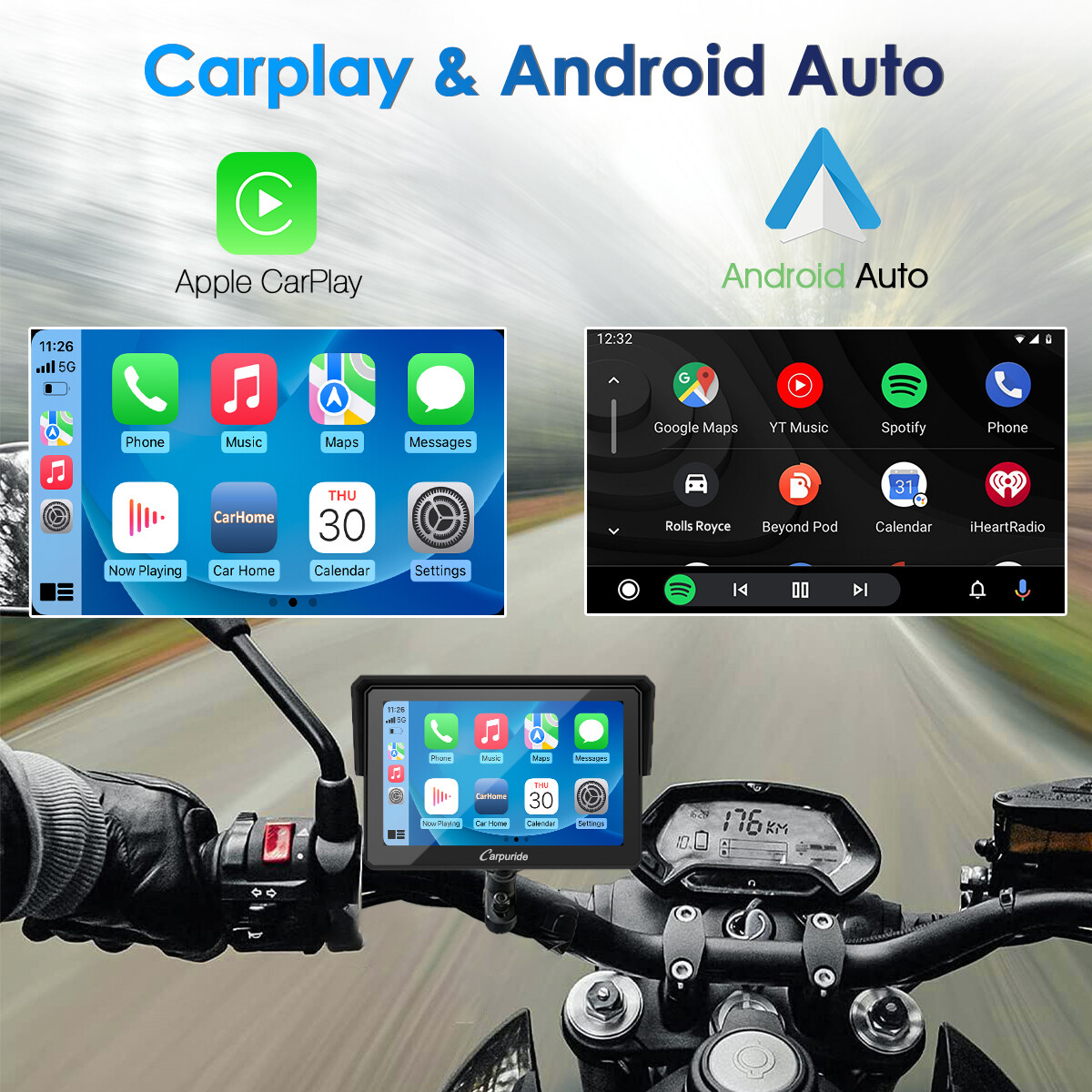 Carpuride W502 Wireless Carplay Android Auto Waterproof Touchscreen Car Stereo