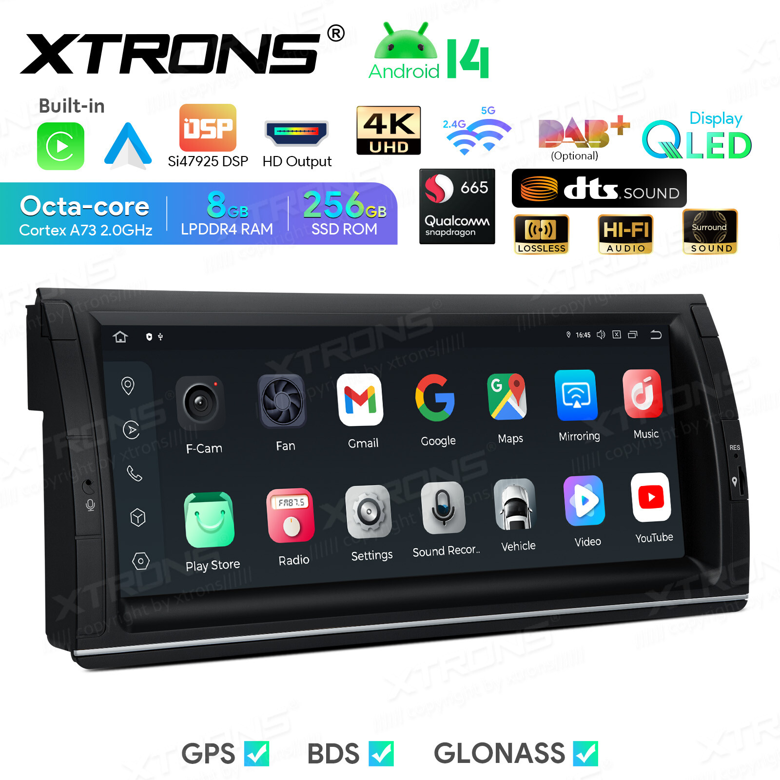 10.25″ QLED Android 14 8-Core 8+256GB Car Stereo Radio GPS For BMW X5 E53 DTS 4K
