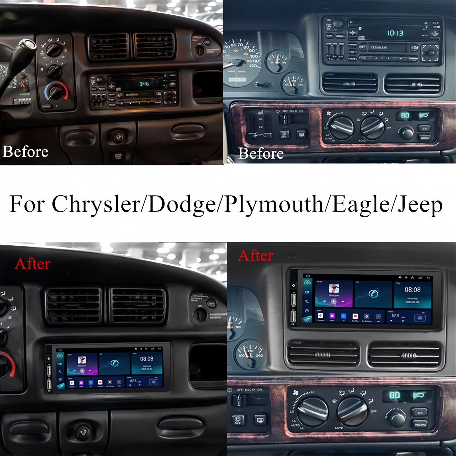 Carplay Car Stereo Radio Android 13 GPS For 1994–2002 Dodge Ram 1500-3500