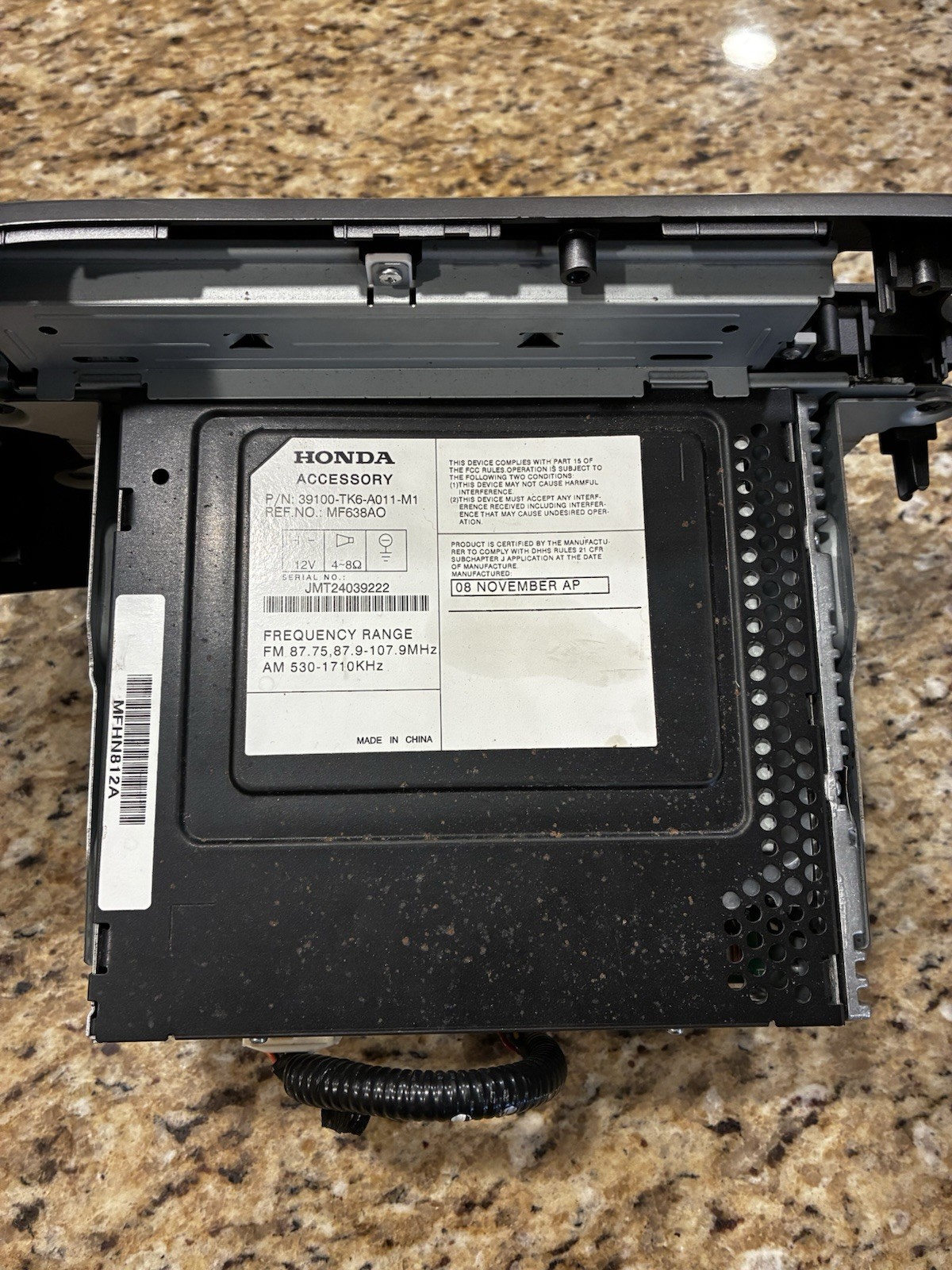 2009 Honda Fit Radio Receiver Audio Stereo AM FM CD Player OEM 39100-TK6-A011-M1
