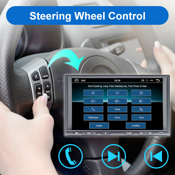 7” Universal 2Din Apple CarPlay AM/FM Radio Stereo GPS Navigator SWC BT +Camera