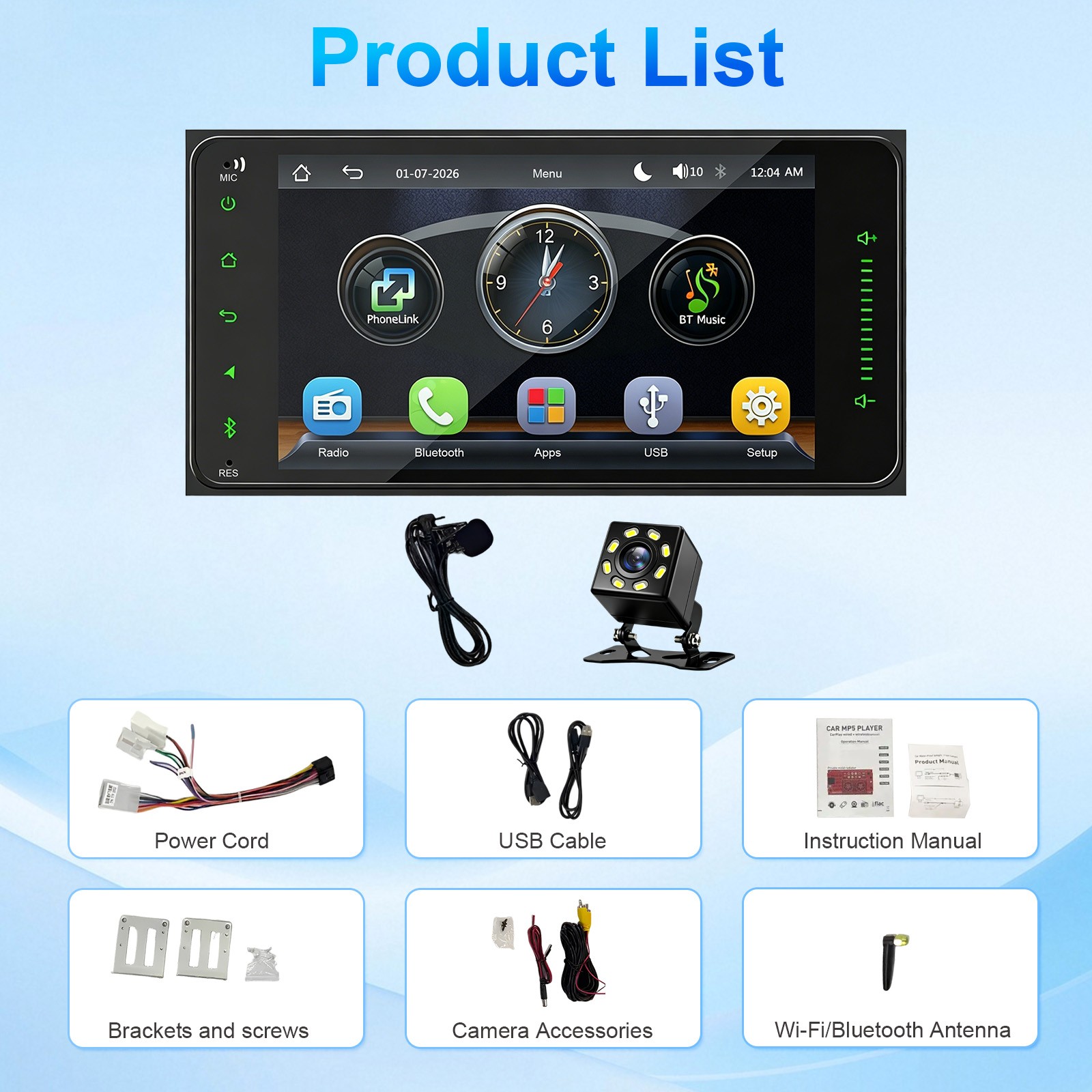 For 2003-2008 Pontiac Vibe Car Radio Carplay MP5 Player AM/FM/RDS SWC GPS +CAM