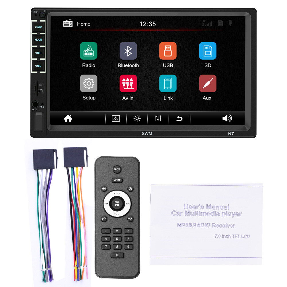 Touch Screen 7 inch Car Multimedia Radio BT MP5 USB TF AUX Player Mirror Link