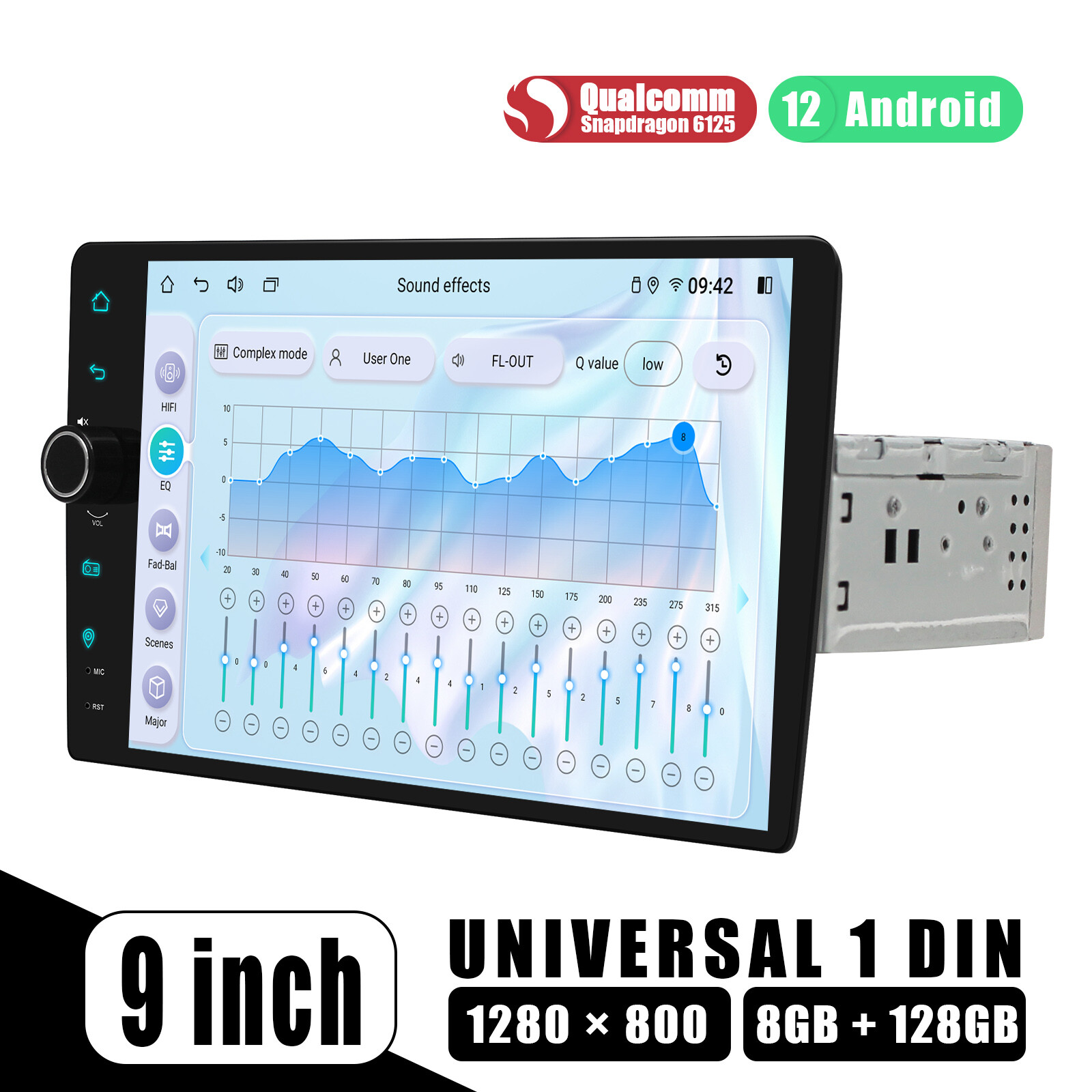 JOYING 9 Inch 2.5D Screen Qualcomm Snapdragon 6125 Android 12 Car Radio 8+128GB