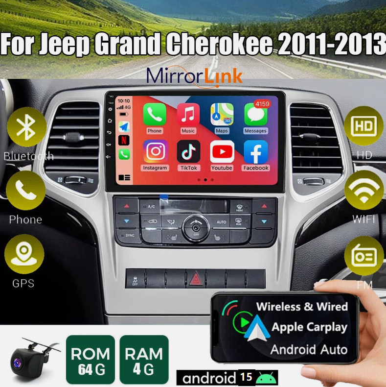 Car Radio Stereo Carplay For 2011-2013 Jeep Grand Cherokee Player Quad Core