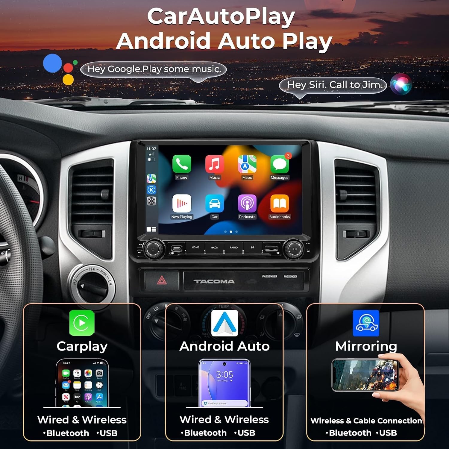 Android 15 Car Radio for Toyota Tacoma 2005-2015, 9 Inch QLED IPS Touch 4796-1