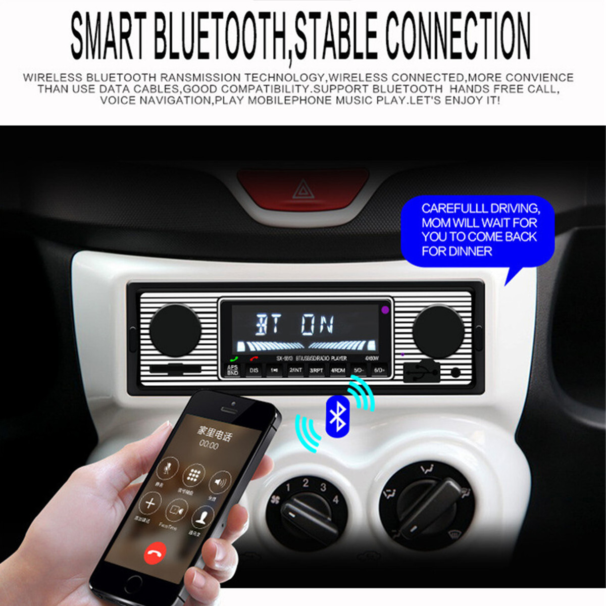 Single 1 Din Car Radio Stereo Audio In-Dash Bluetooth MP3 Player FM AUX/SD/USB