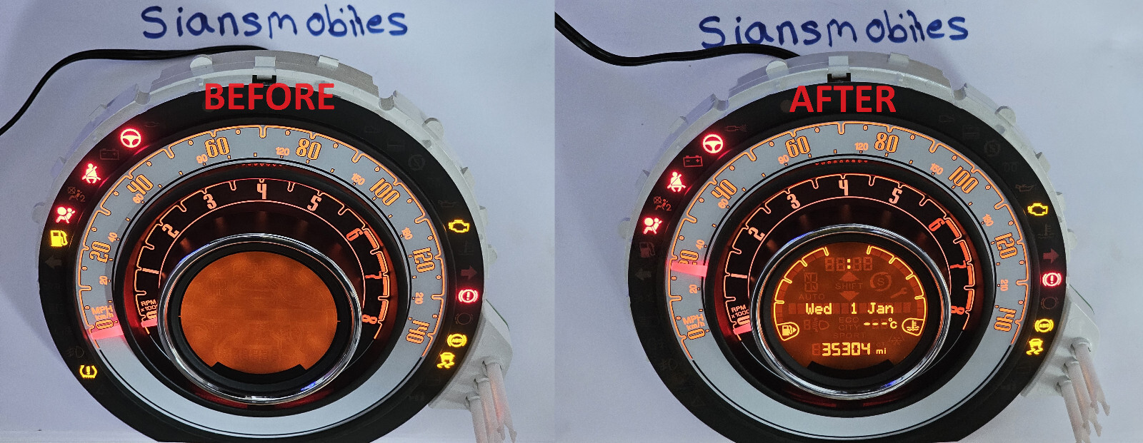Fiat 500 2007-17 Lcd Screen Display Dash Speedo Instrument Cluster VLIT1229A-01