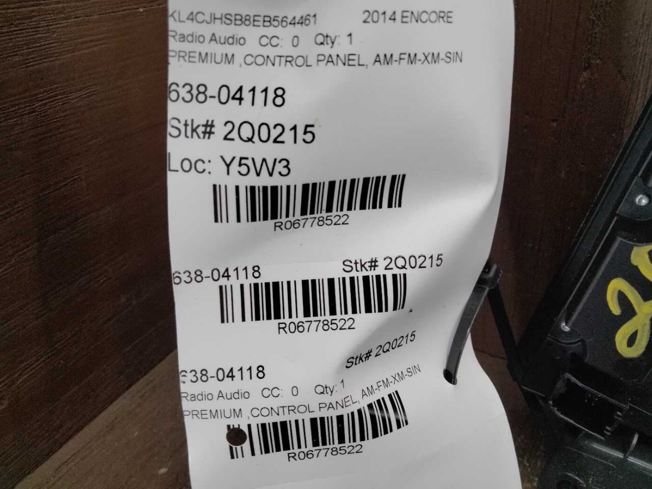 2013-2016 BUICK ENCORE RADIO RECEIVER DASH AC TEMP CONTROL 95319299