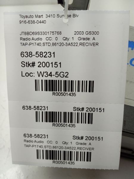Audio Equipment Radio Receiver 2 Din Fits 03-05 LEXUS GS300