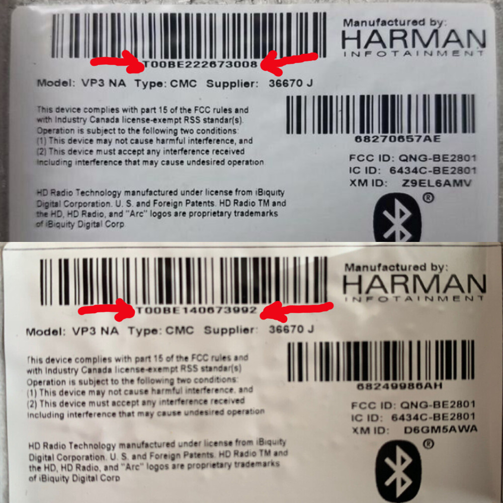 ANTI-THEFT HARMAN RADIO CODE SERIES UCONNECT 8.4 VP4 G STEREO PINCODE SERVICE