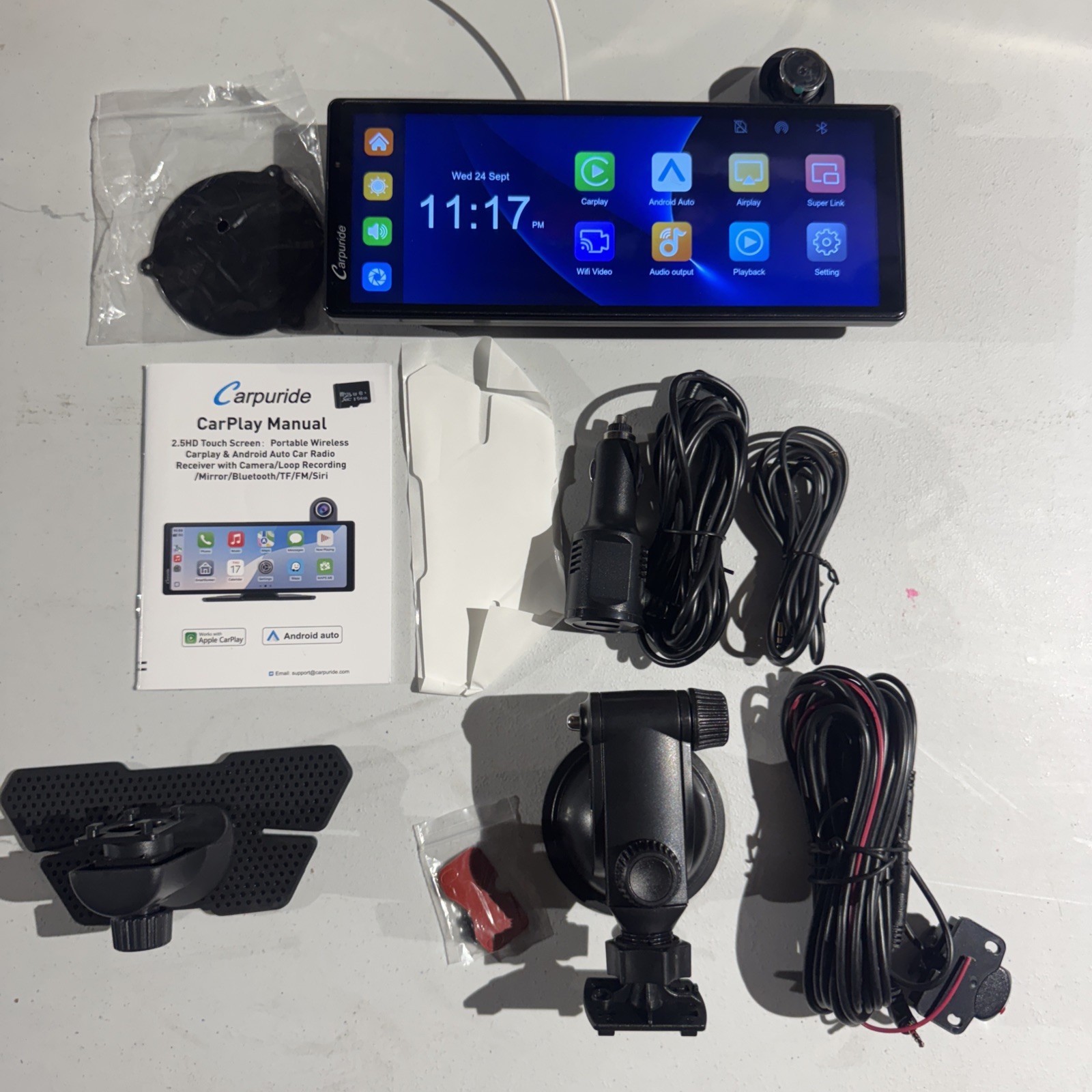 Carpuride W904 Wireless Carplay Android Auto WifiVideo Car Audio Stereo Rear Cam