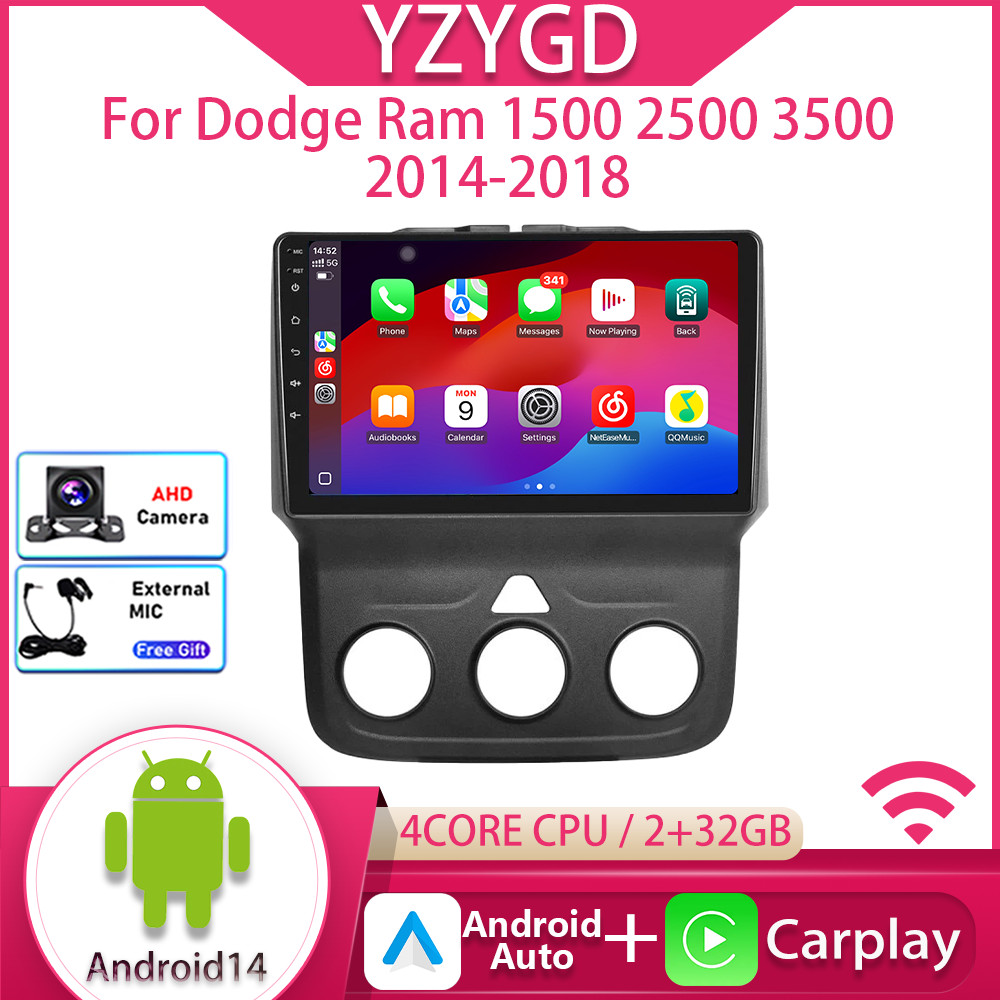 For Dodge Ram 1500 2500 3500 Multimedia 2014-2018 Android GPS Carplay Radio FM