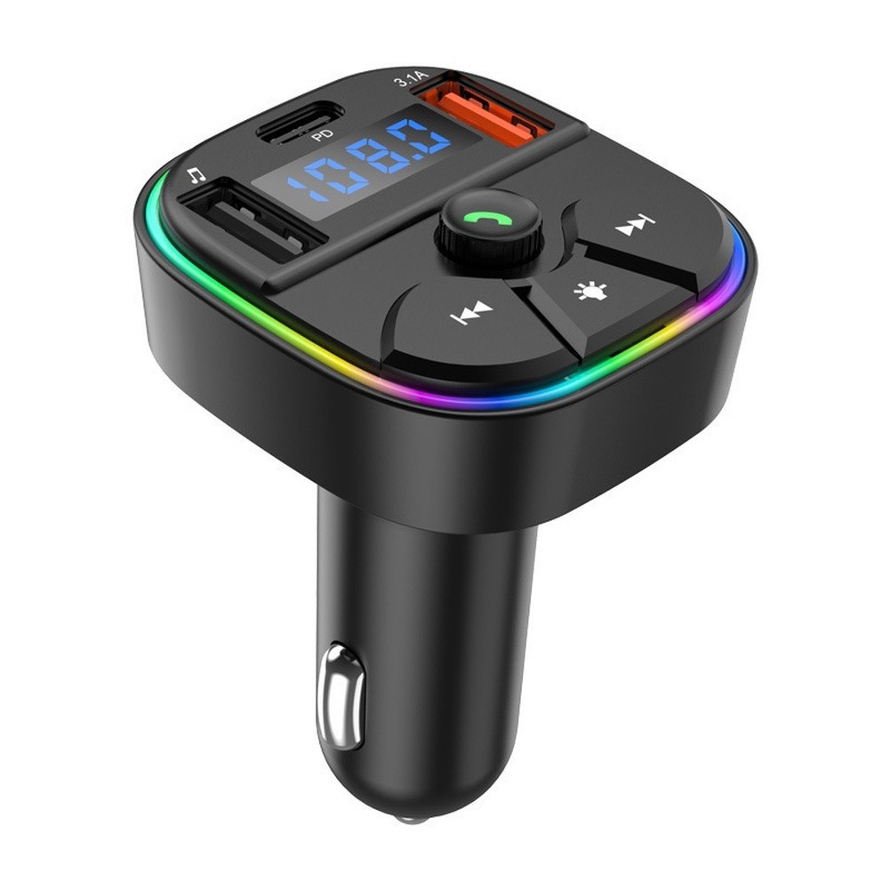 Wireless Car for fm Transmitter with Dual USB A and USBC Charging Ports MP3