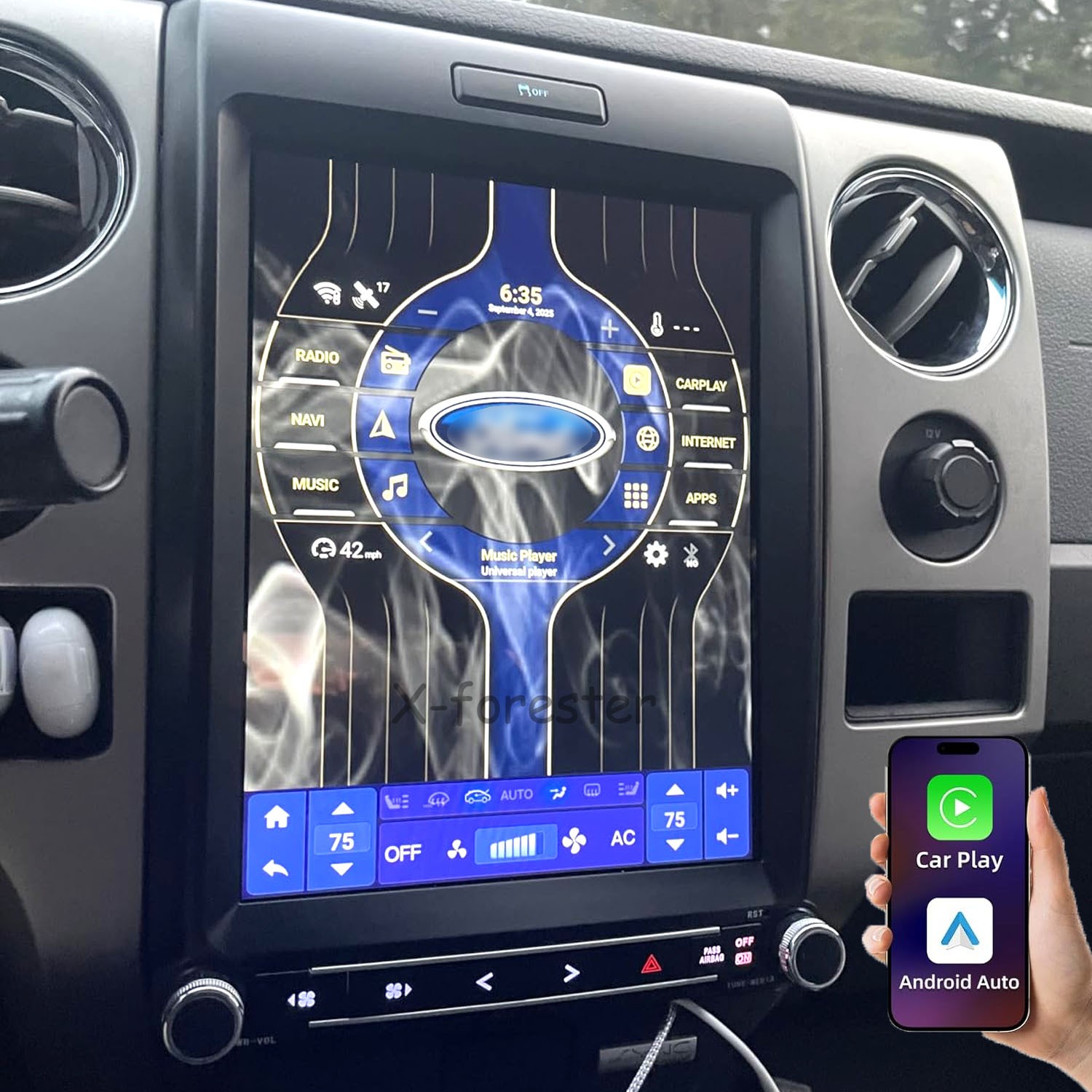 For Ford F150 2013 2014 12.1″ Android 13 Apple CarPlay Radio Stereo GPS 6+128GB