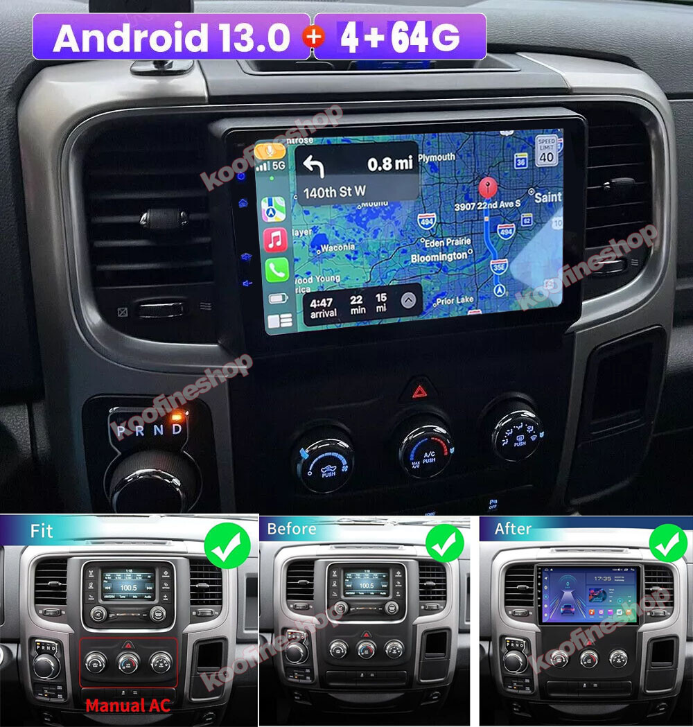 9” Android 13.0 For 2013-2018 Dodge Ram 1500 2500 3500 Stereo Radio GPS Carplay