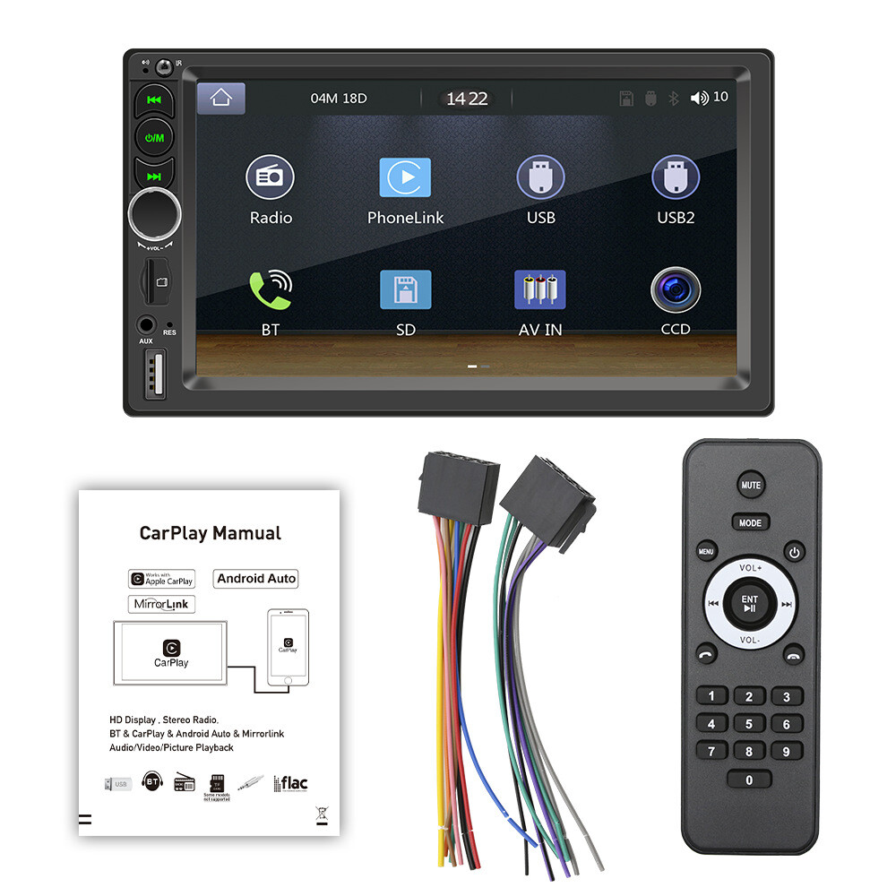 7 Inch Car Stereo Radio Player MP5 Bluetooth FM Mirror Link Carplay USB TF